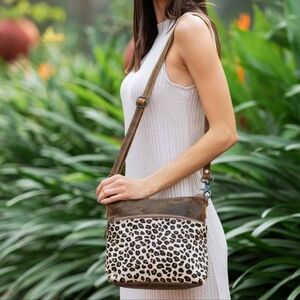 Myra Feline Hairon Leather Crossbody Bag